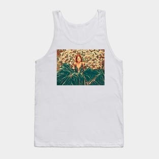 Between Daisies,  flower girl,  field of blooming daisies, girl painting Tank Top